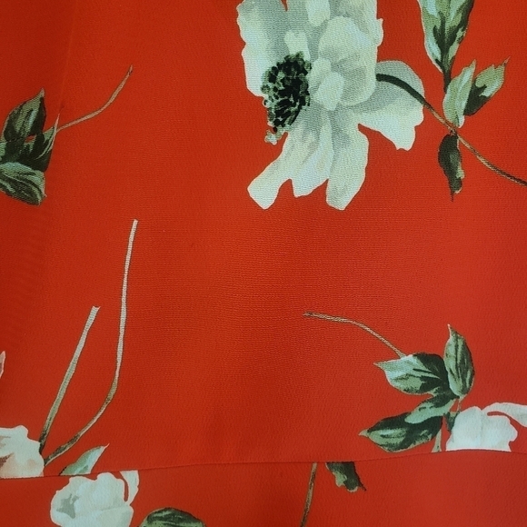 Topshop PETITE Red Paint Floral Tea Dress Size 0 - Picture 6 of 14